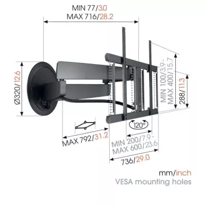 Vogel's TVM 7655 Black | Support TV Orientable à Genève | Digistore.ch