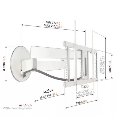 Vogel's TVM 7655 White | Support TV Orientable à Genève | Digistore.ch