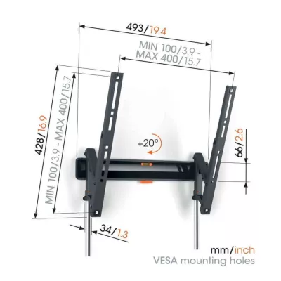 Vogel's TVM 3415 Black | Support TV Inclinable à Genève | Digistore.ch