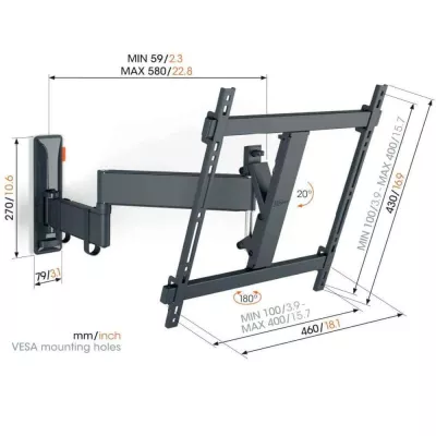 Vogel's TVM 3445 Black | Support TV Orientable à Genève | Digistore.ch