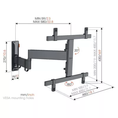 Vogel's TVM 3465 Black | Support TV OLED Orientable à Genève | Digistore.ch