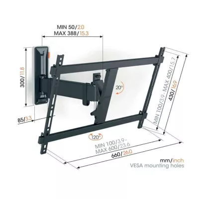 Vogel's TVM 3625 Black | Support TV Orientable à Genève | Digistore.ch