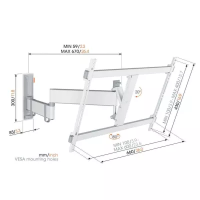 Vogel's TVM 3645 White | Support TV Orientable à Genève | Digistore.ch