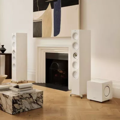 KEF KC92 Gloss White | Caisson de Basses à Double Haut-Parleur et Annulation de Force à Genève | Digistore.ch